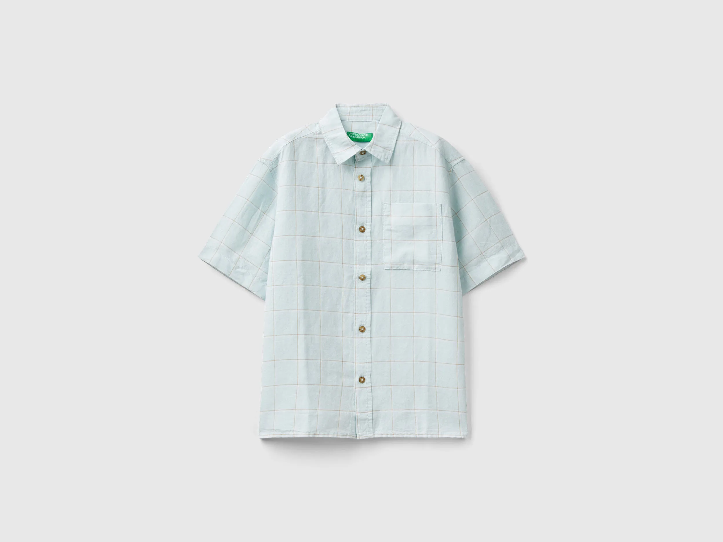 Camisa de cuadros de lino mixto