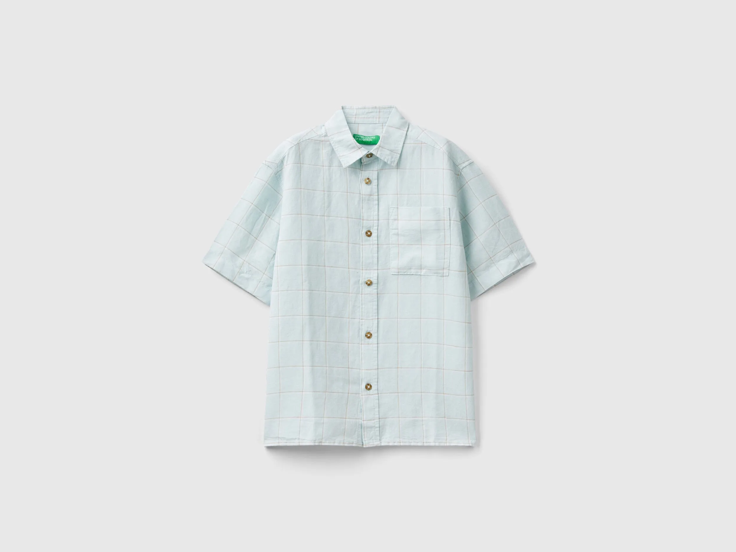 Camisa de cuadros de lino mixto