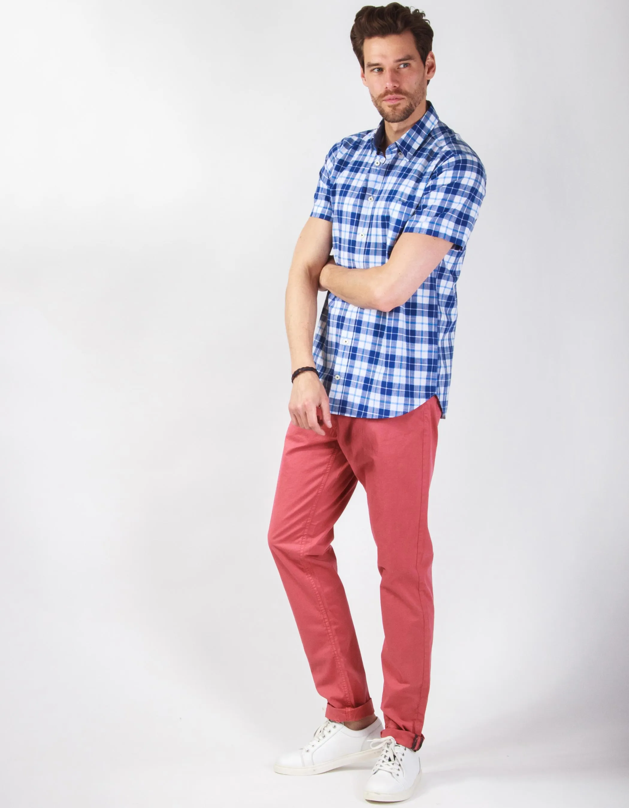 Camisa de cuadros de manga corta