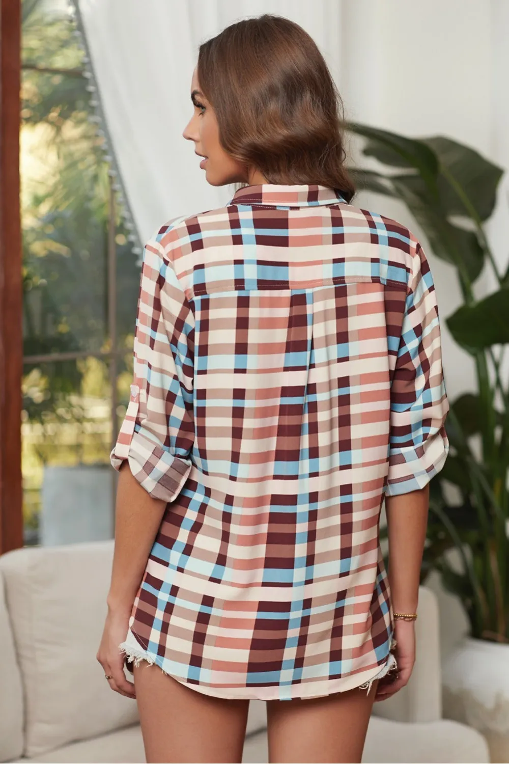 Camisa de cuadros multicolor