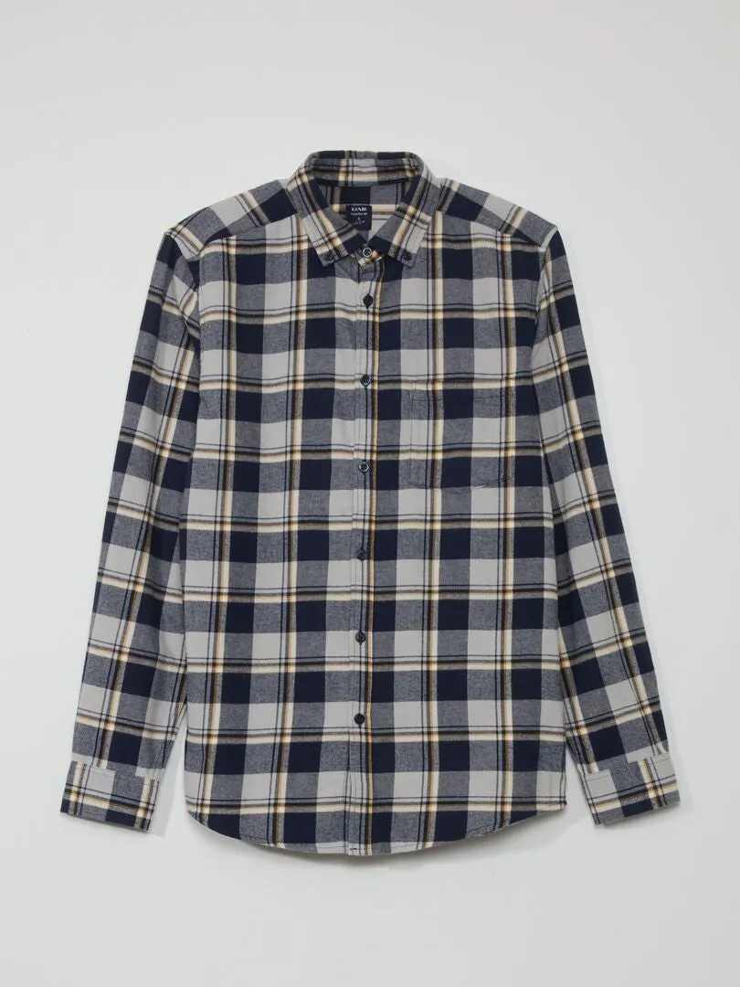 CAMISA DE FRANELA A CUADROS  AZUL