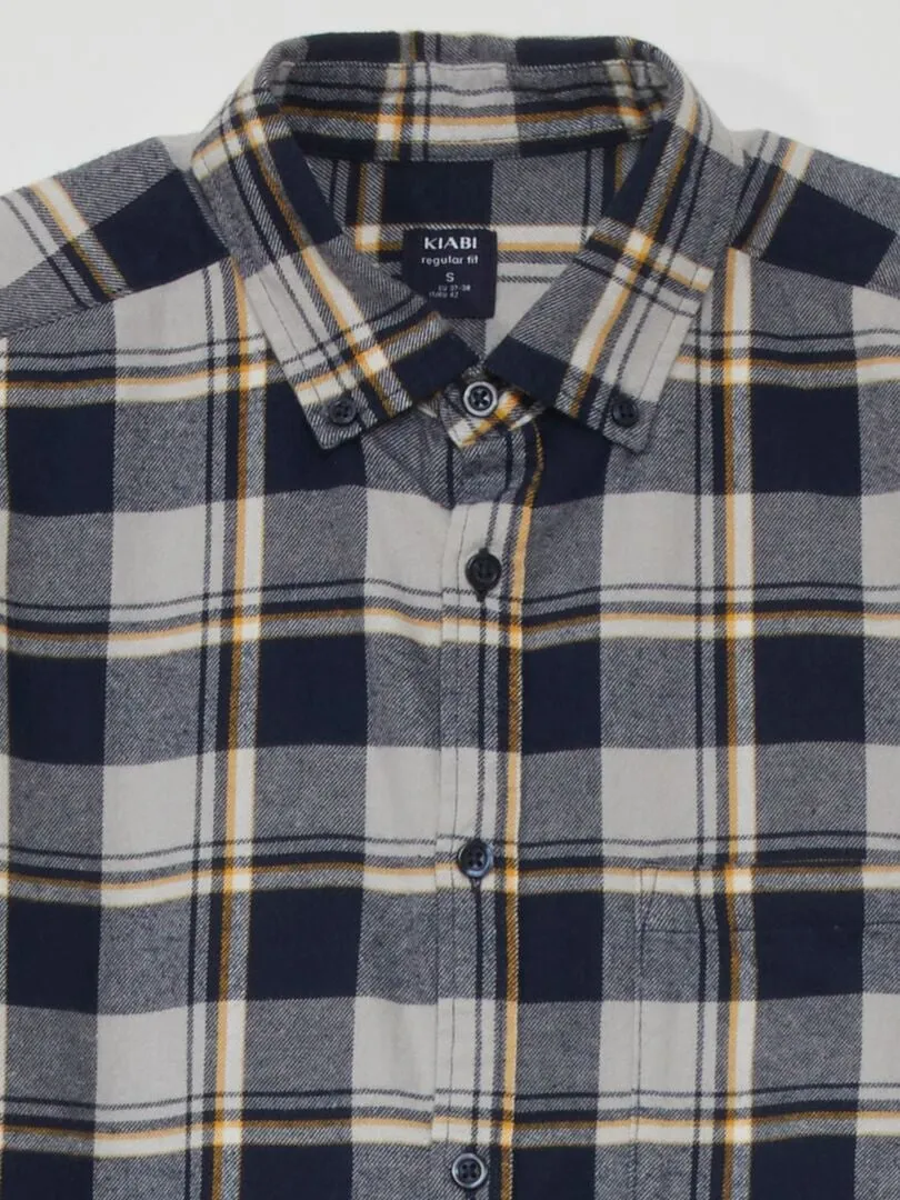 CAMISA DE FRANELA A CUADROS  AZUL