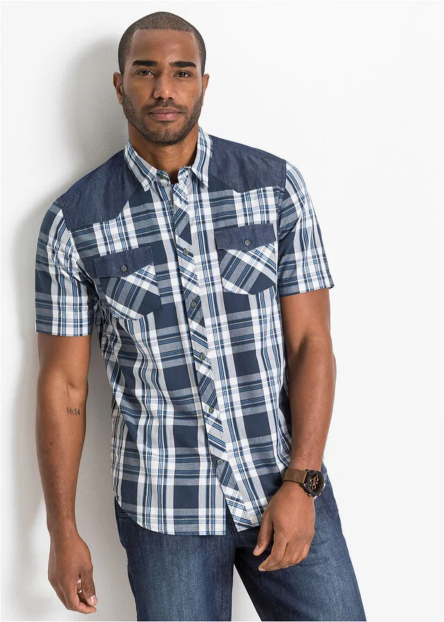 Camisa de manga corta Azul de cuadros