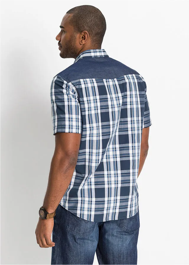 Camisa de manga corta Azul de cuadros