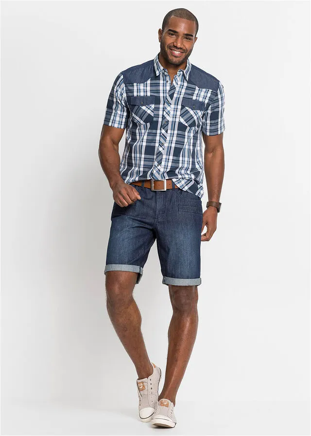 Camisa de manga corta Azul de cuadros