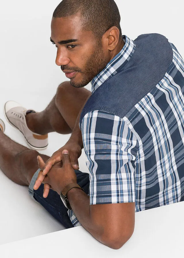 Camisa de manga corta Azul de cuadros