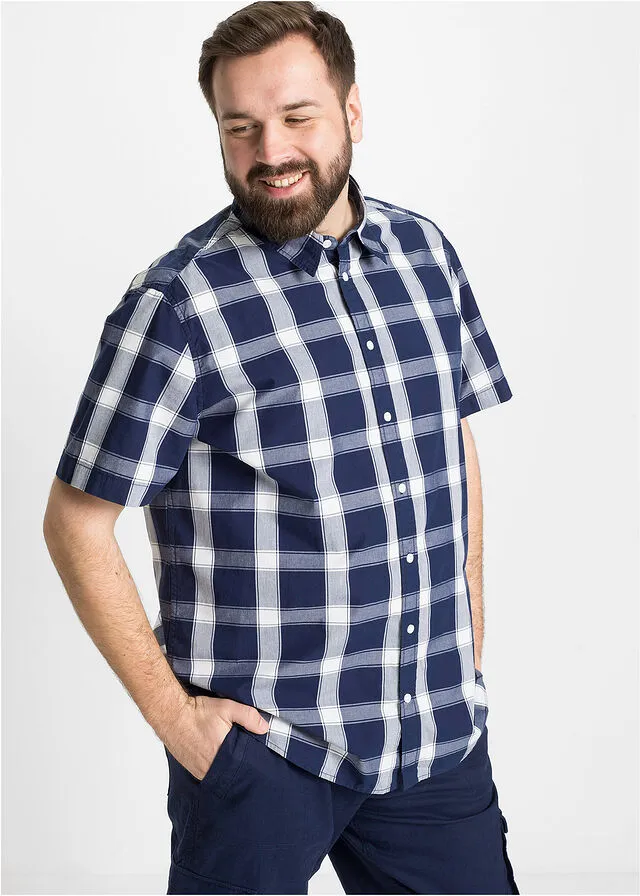 Camisa de manga corta Azul oscuro de cuadros