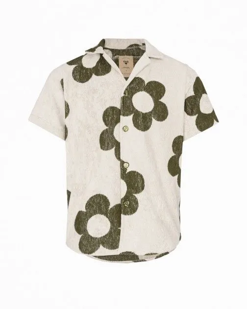 Camisa de manga corta de tela de rizo en algodón OAS Meadow Blanco