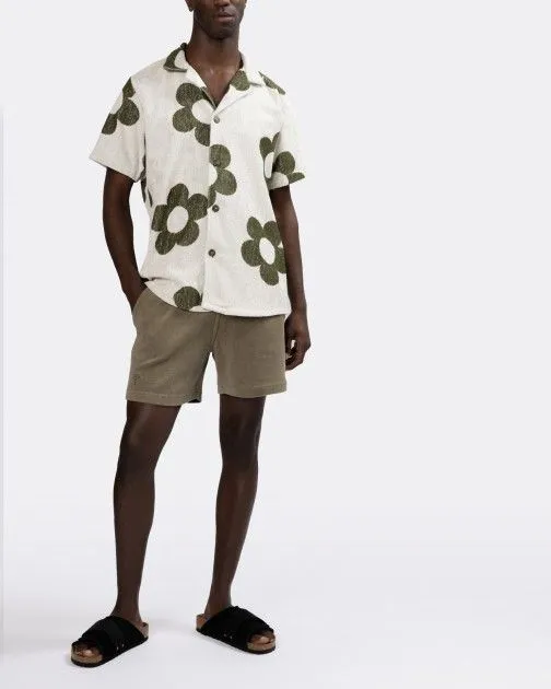 Camisa de manga corta de tela de rizo en algodón OAS Meadow Blanco