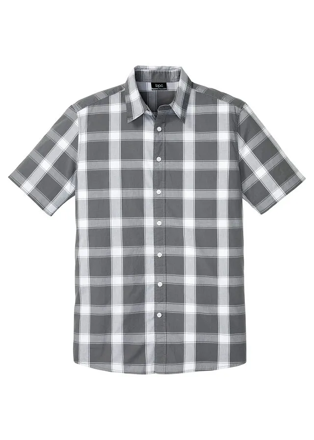 CAMISA DE MANGA CORTA GRIS HUMOBLANCO DE CUADROS