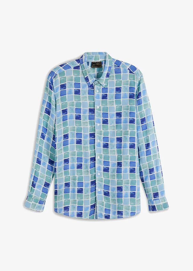 CAMISA DE MANGA LARGA BLANCOAZUL DE CUADROS