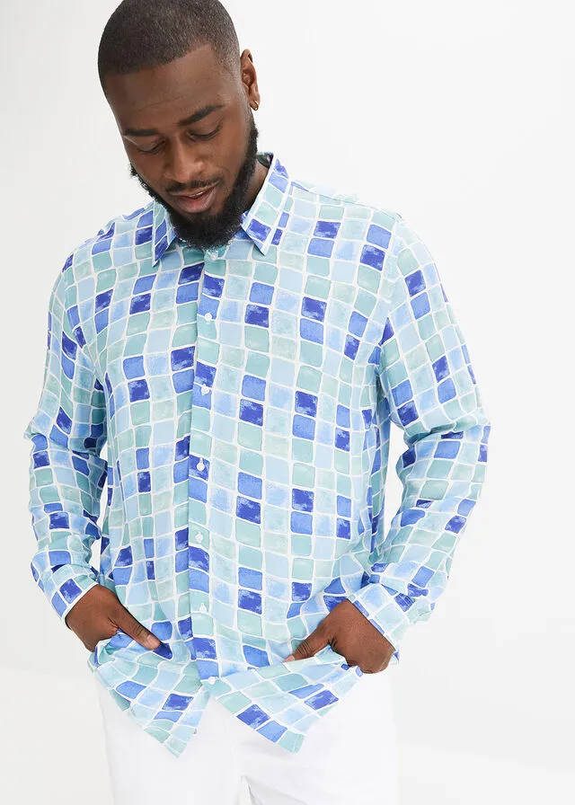 CAMISA DE MANGA LARGA BLANCOAZUL DE CUADROS