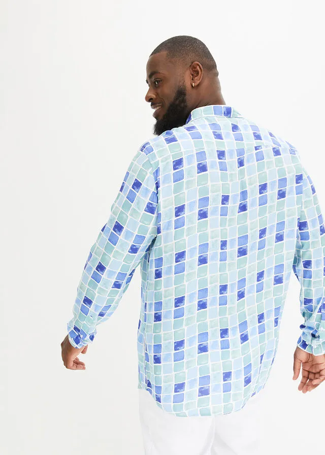CAMISA DE MANGA LARGA BLANCOAZUL DE CUADROS