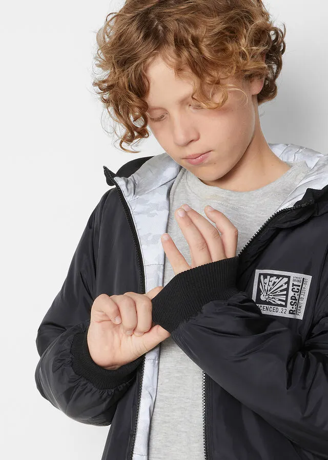 CAMISA REVERSIBLE DE CAMUFLAJE PARA NIñOS NEGROPLATA ESTAMPADO