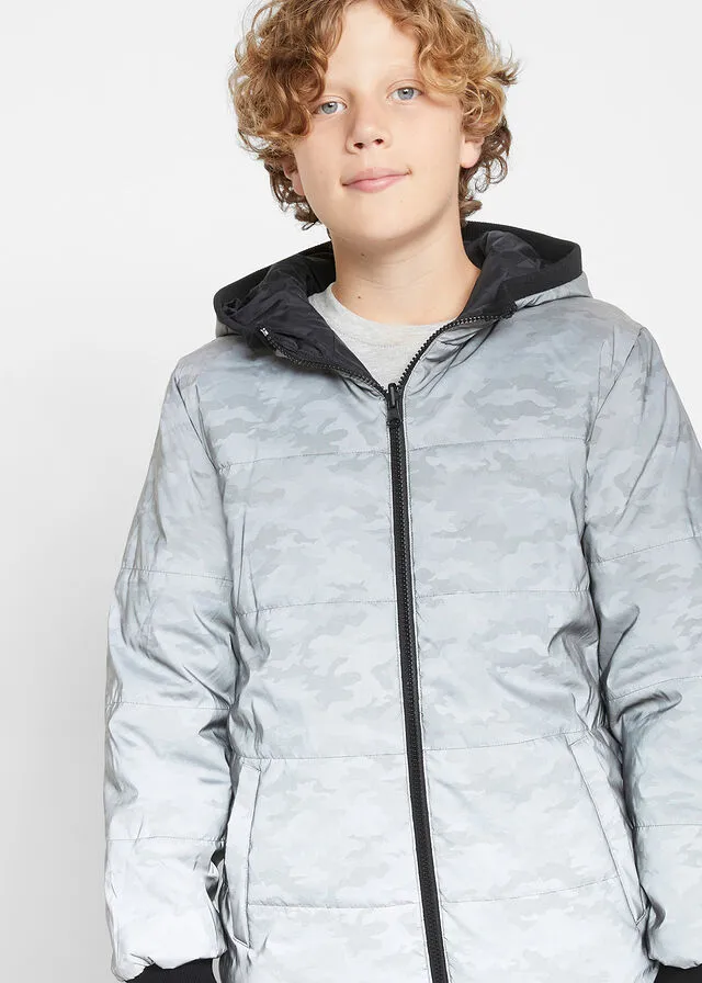 CAMISA REVERSIBLE DE CAMUFLAJE PARA NIñOS NEGROPLATA ESTAMPADO