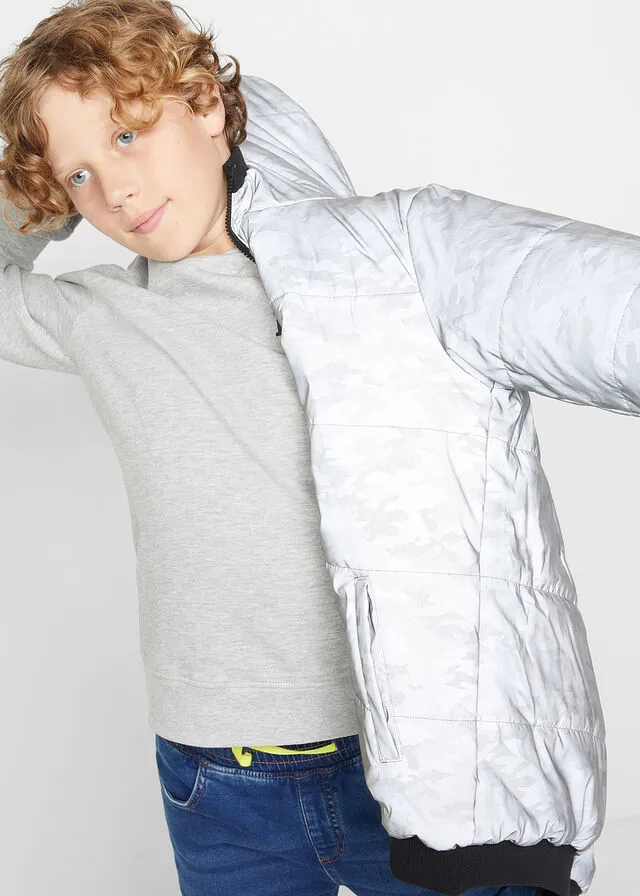CAMISA REVERSIBLE DE CAMUFLAJE PARA NIñOS NEGROPLATA ESTAMPADO