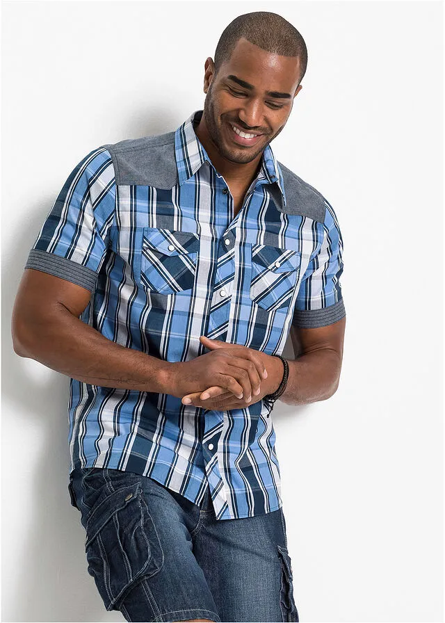 Camisa Western de cuadros Azul oscuro de cuadros