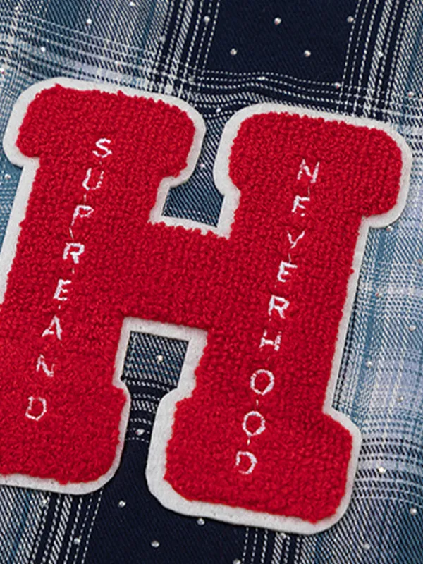 Camisas de manga larga a cuadros con bordado de letras