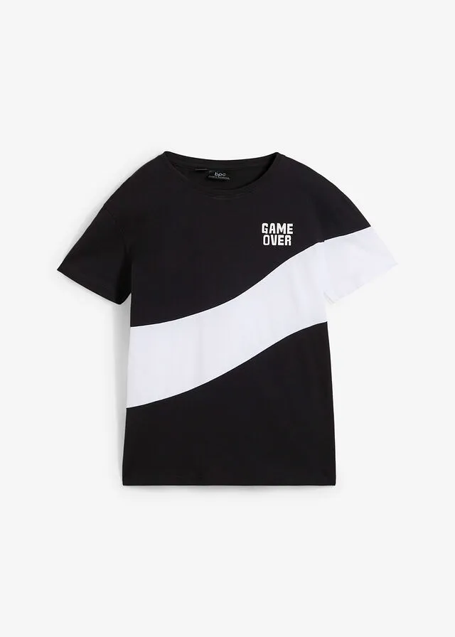 CAMISETA DE ALGODóN ORGáNICO DE NIñO BLANCONEGRO