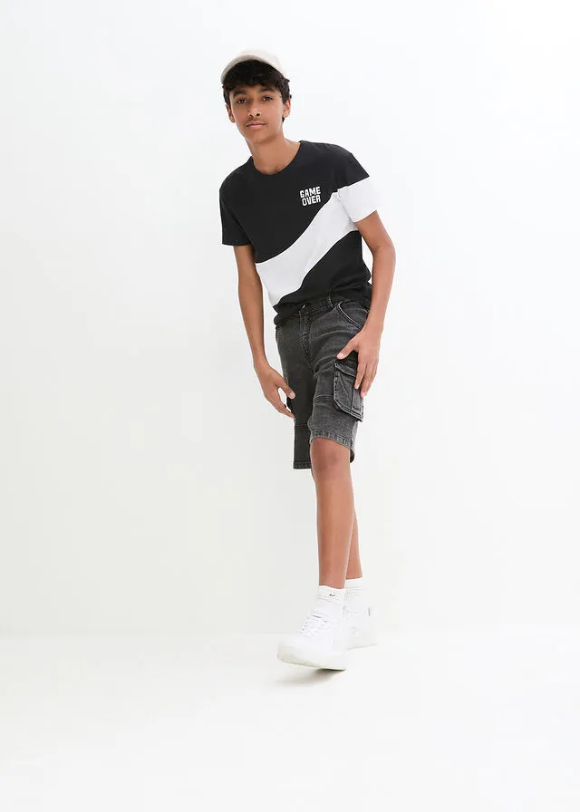 CAMISETA DE ALGODóN ORGáNICO DE NIñO BLANCONEGRO
