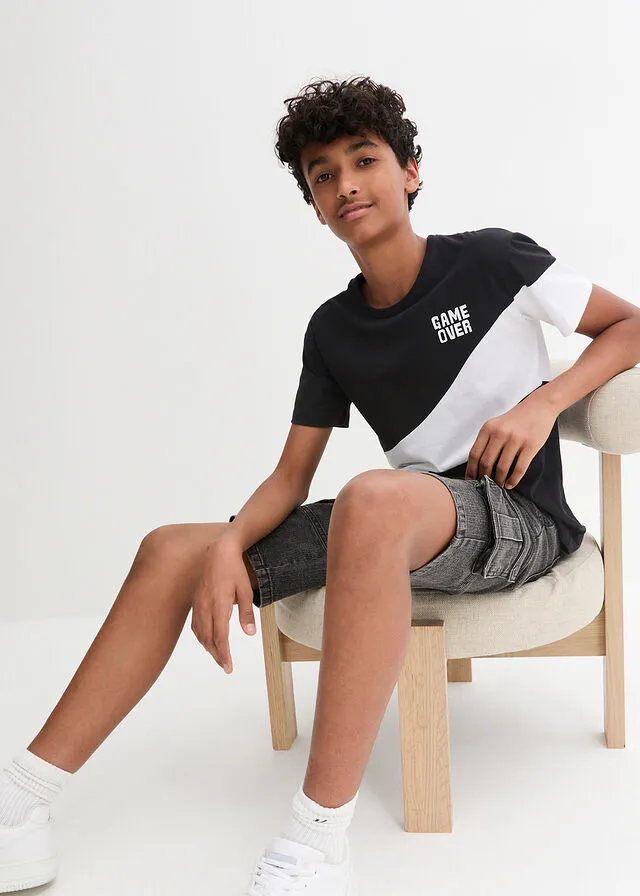 CAMISETA DE ALGODóN ORGáNICO DE NIñO BLANCONEGRO