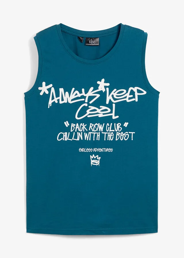Camiseta de tirantes de algodón orgánico de niño Petróleo azul