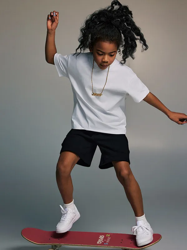 Camiseta deportiva informal holgada de color sólido para niños y niñas para adolescentes