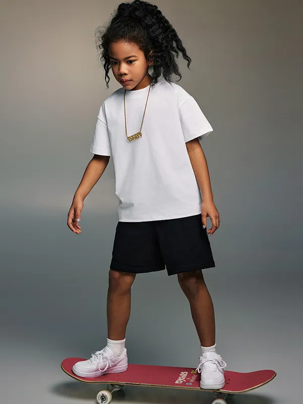 Camiseta deportiva informal holgada de color sólido para niños y niñas para adolescentes