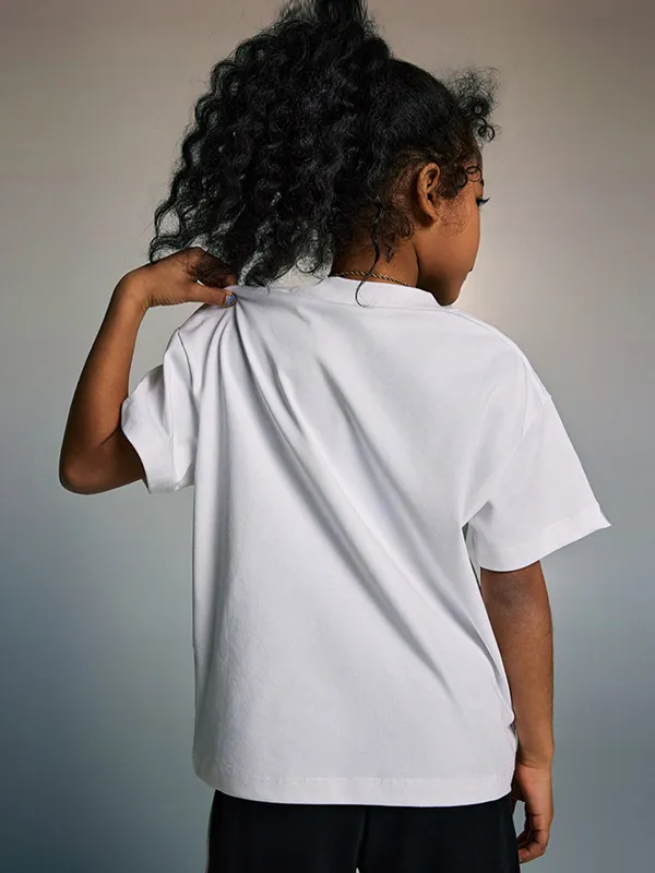 Camiseta deportiva informal holgada de color sólido para niños y niñas para adolescentes