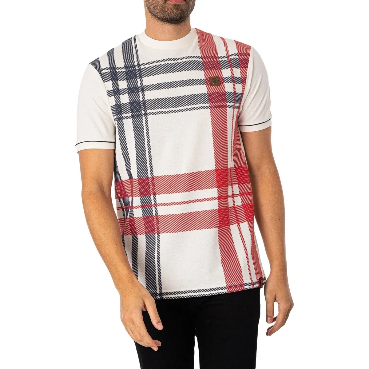Camiseta Extragrande Con Panel De Cuadros