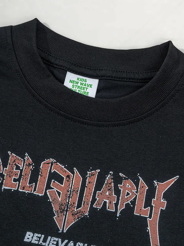 Camiseta holgada informal con estampado de letras para niñas adolescentes para niños y niñas