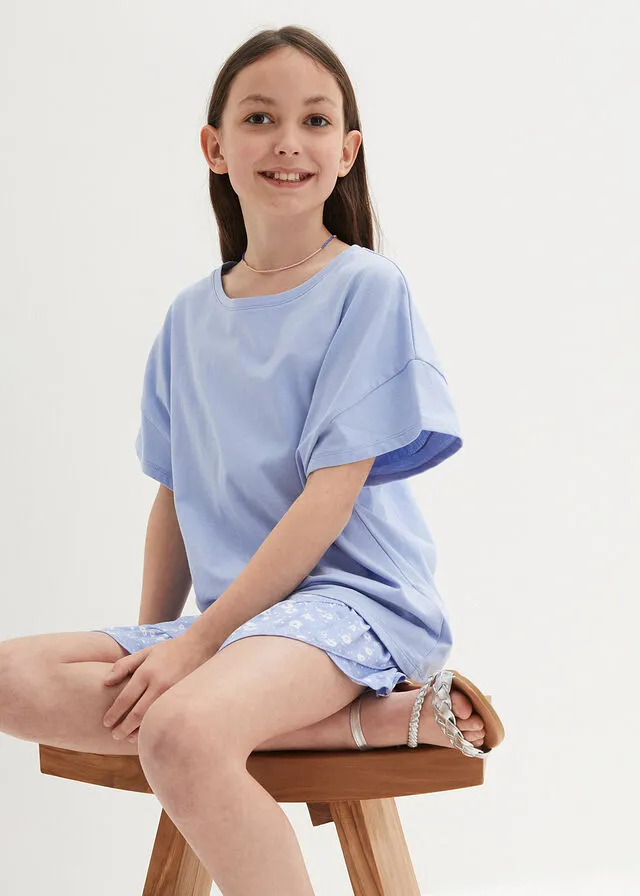 Camiseta holgada para niñas Azul perla