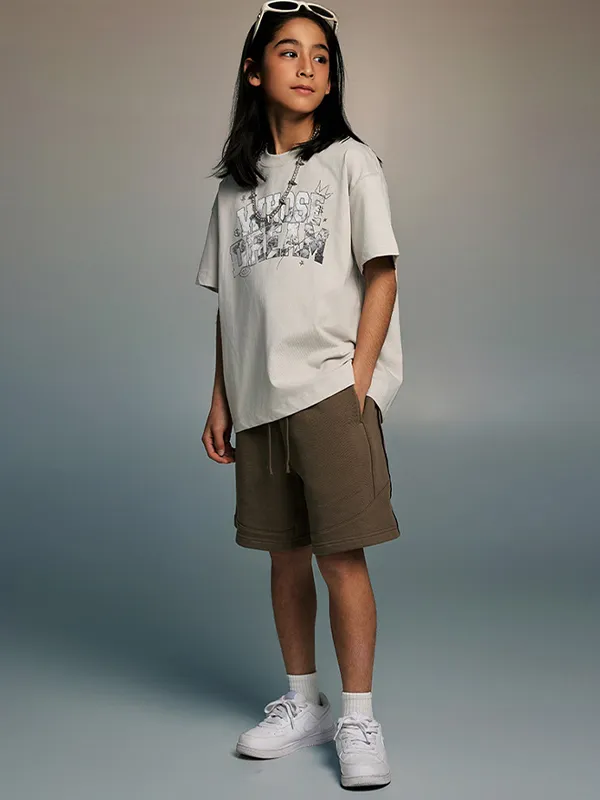 Camiseta informal holgada con estampado de letras retro para niños y niñas para adolescentes
