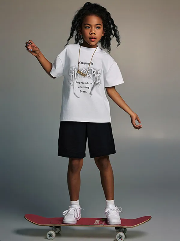 Camiseta informal holgada de manga corta para adolescentes para niños y niñas