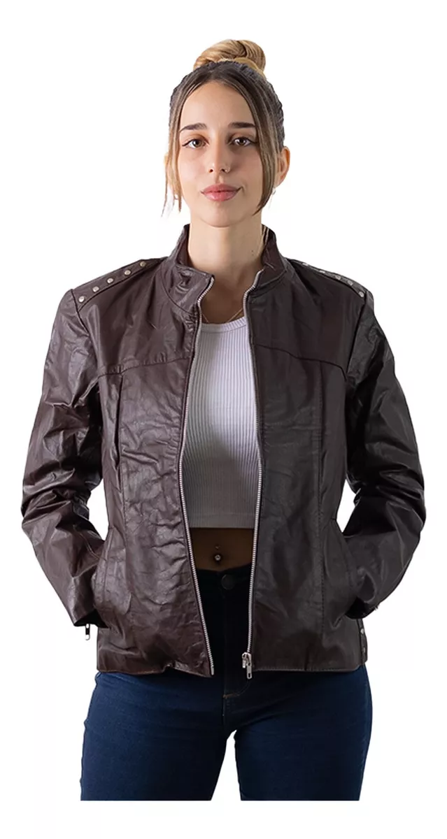 Campera 100% Cuero Vacuno De Mujer Talles Grandes S Al 5xl