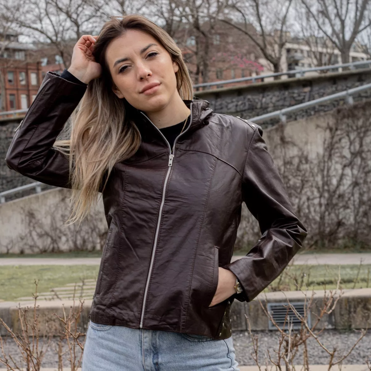 Campera 100% Cuero Vacuno De Mujer Talles Grandes S Al 5xl