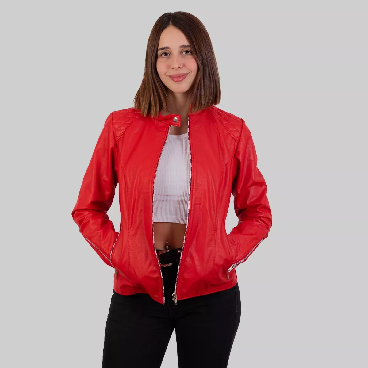 CAMPERA 100% CUERO VACUNO DE MUJER TALLES GRANDES XS  5XL