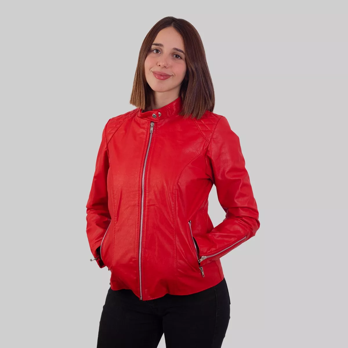 CAMPERA 100% CUERO VACUNO DE MUJER TALLES GRANDES XS  5XL