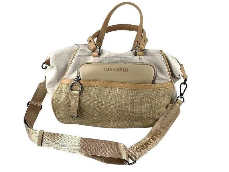 Caramelo | Bolso de mano y bandolera súper ligero vegano textil beige Same