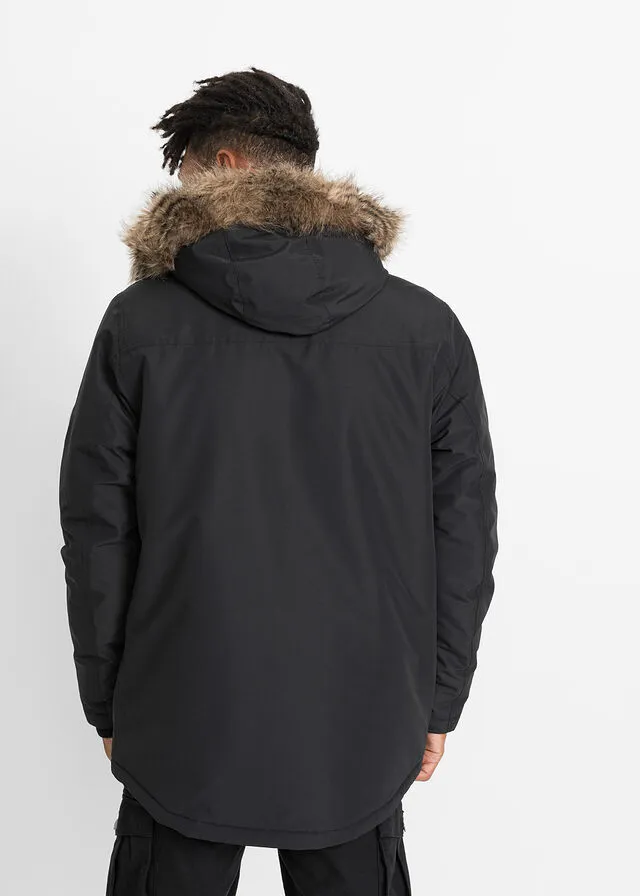 Cazadora de invierno con diseño deportivo Negro
