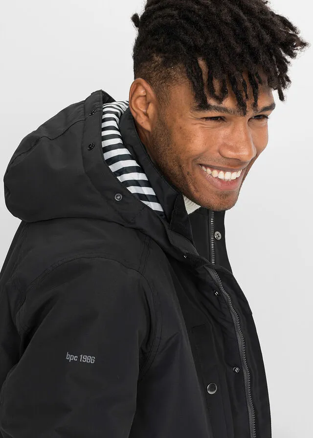 Cazadora de invierno con diseño deportivo Negro