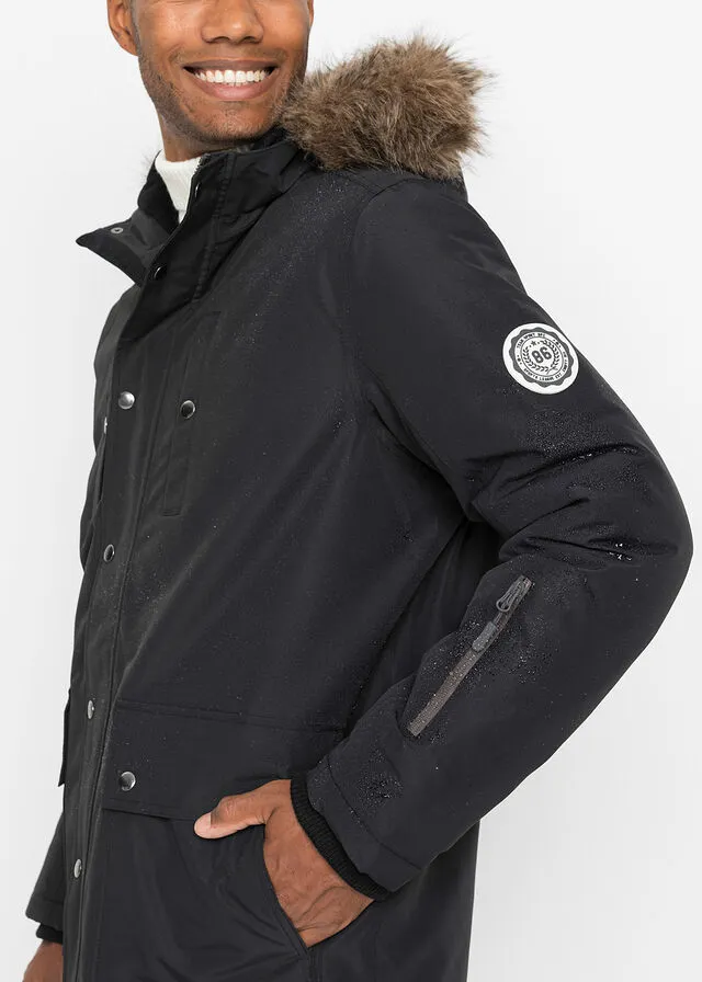 Cazadora de invierno con diseño deportivo Negro