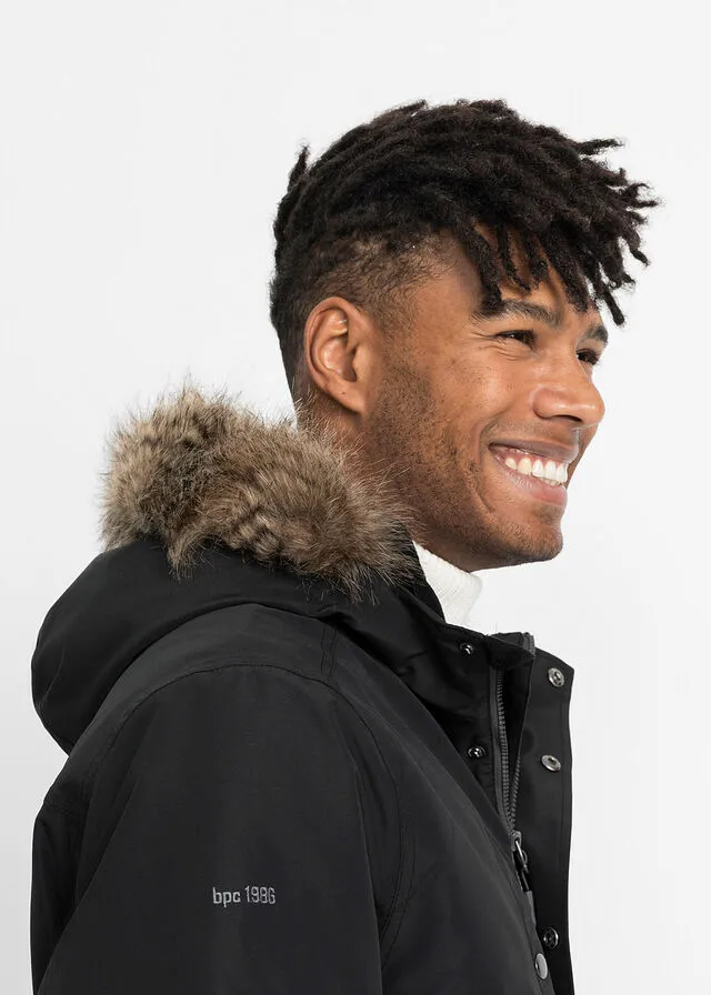 Cazadora de invierno con diseño deportivo Negro