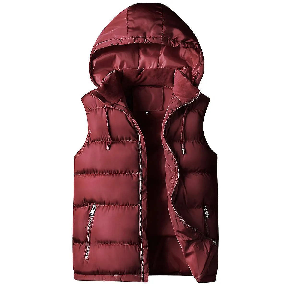 Chaleco acolchado para hombre Slim Fit Chaqueta sin mangas Gorra extraíble Chaleco de alta calidad