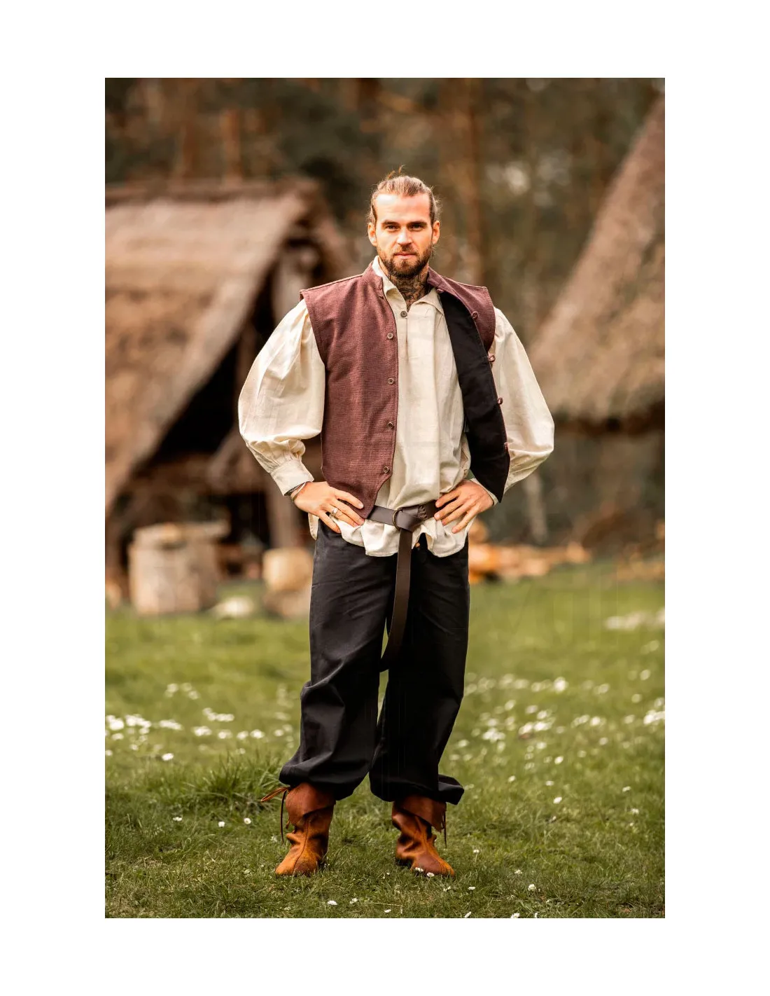 Chaleco medieval tejido a mano Irvin, marrón