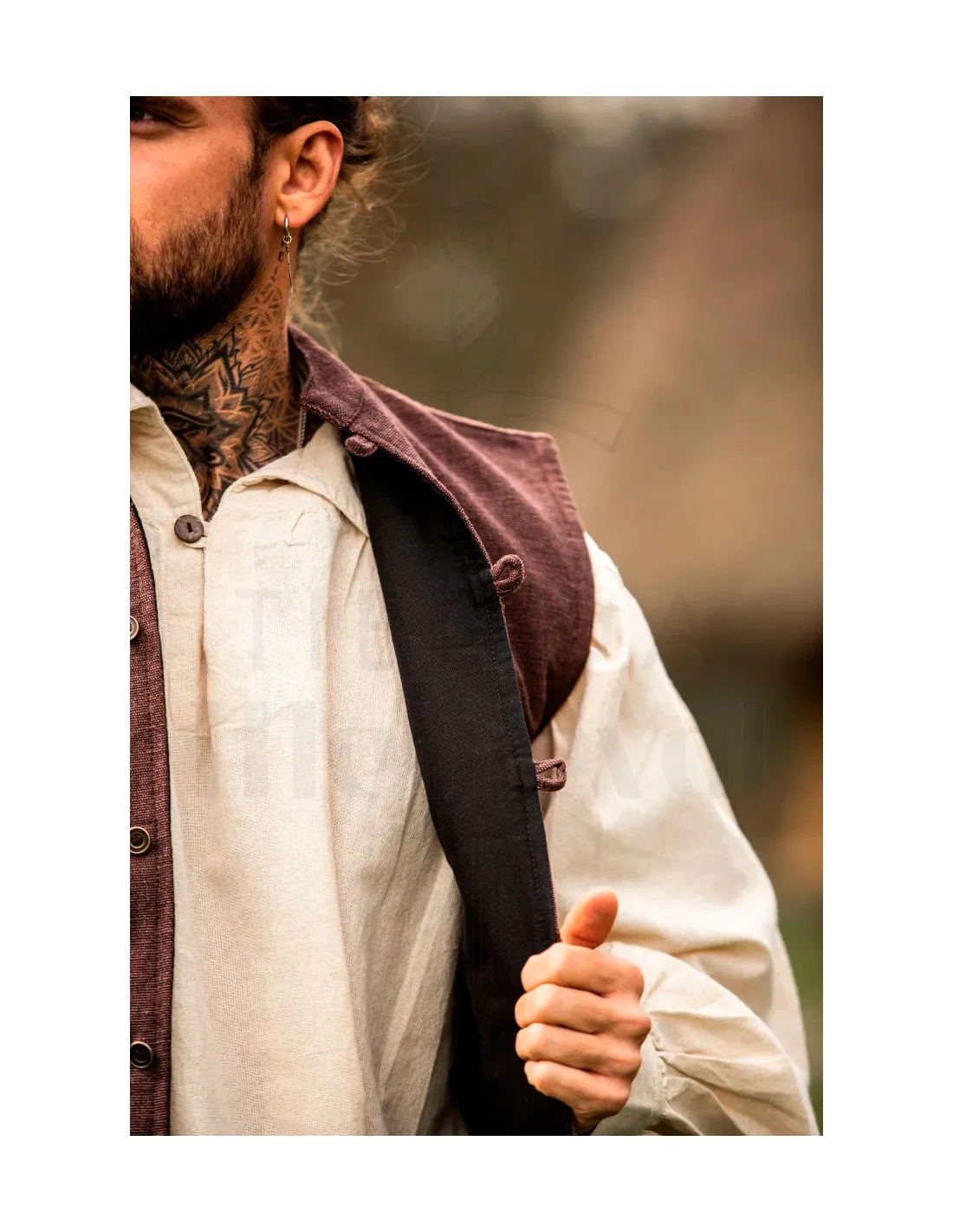Chaleco medieval tejido a mano Irvin, marrón
