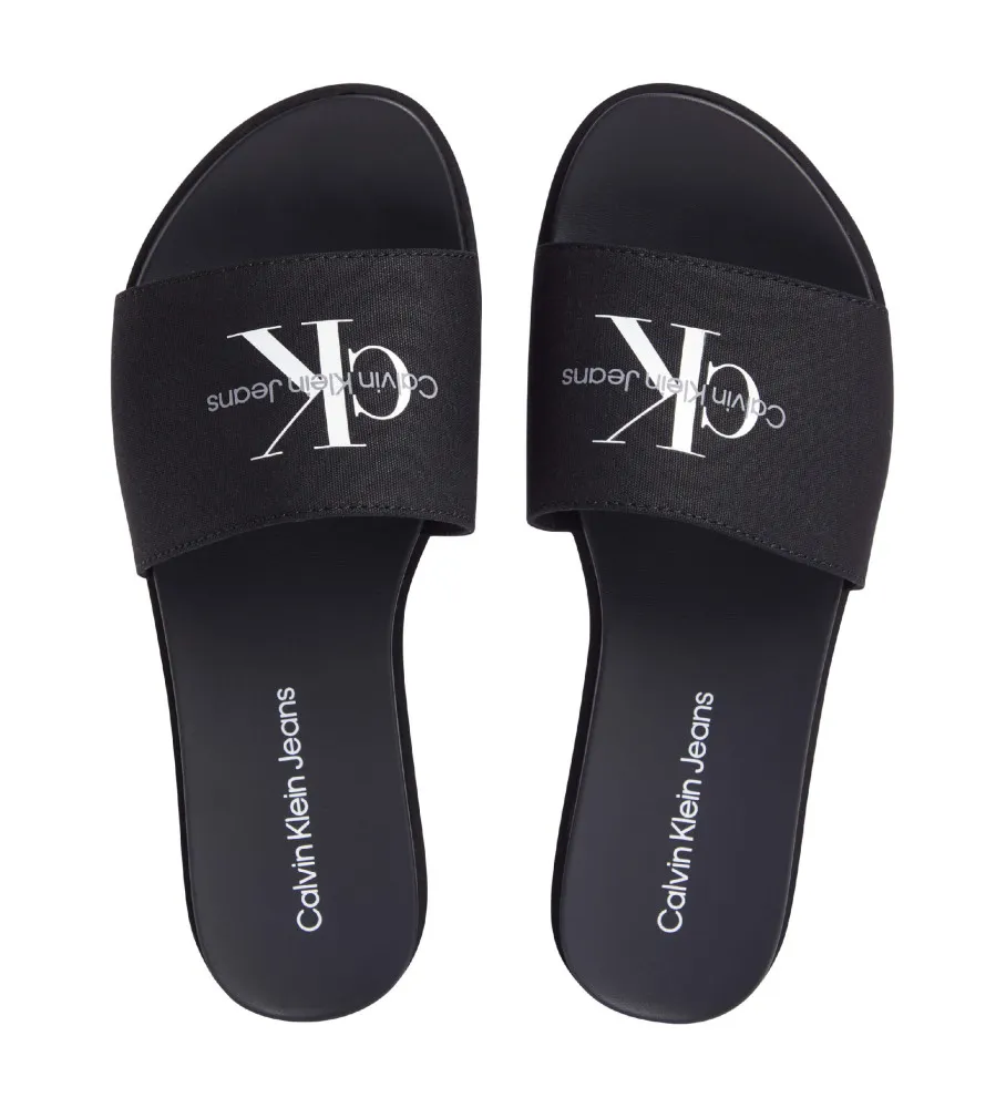 CHANCLAS DE LONA CON PLATAFORMA NEGRO ALTURA PLATAFORMA 6CM