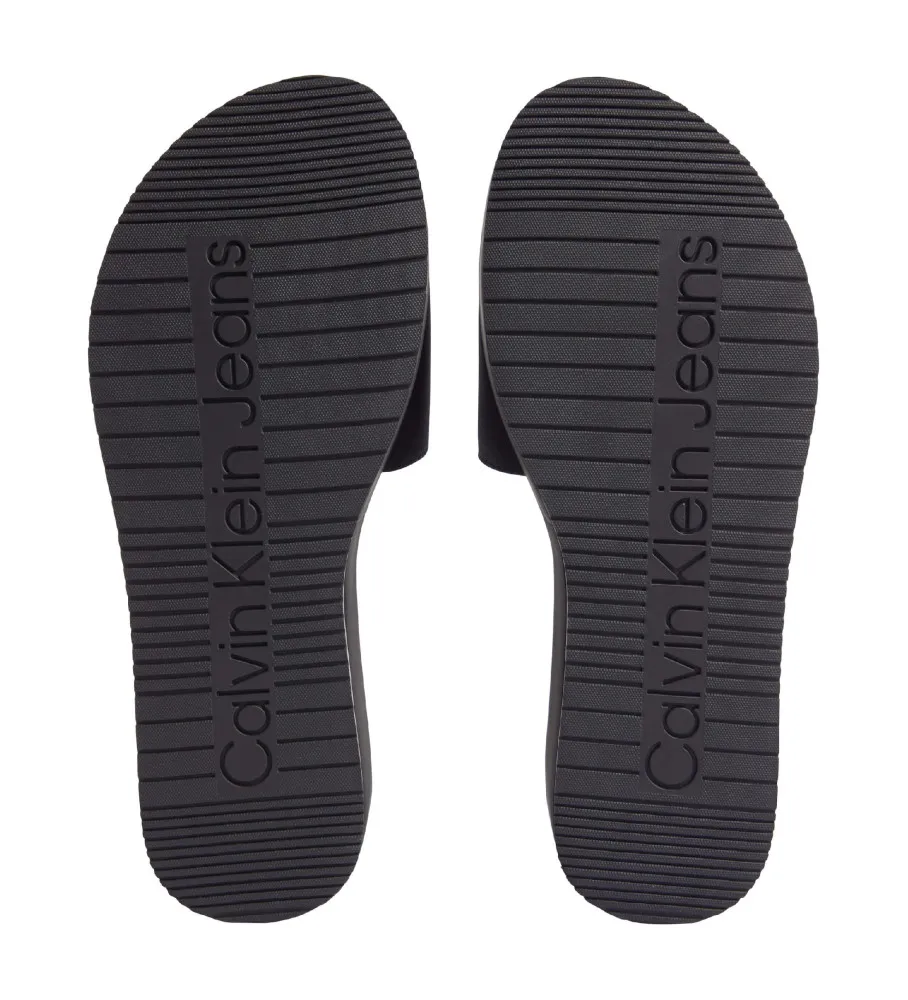 CHANCLAS DE LONA CON PLATAFORMA NEGRO ALTURA PLATAFORMA 6CM