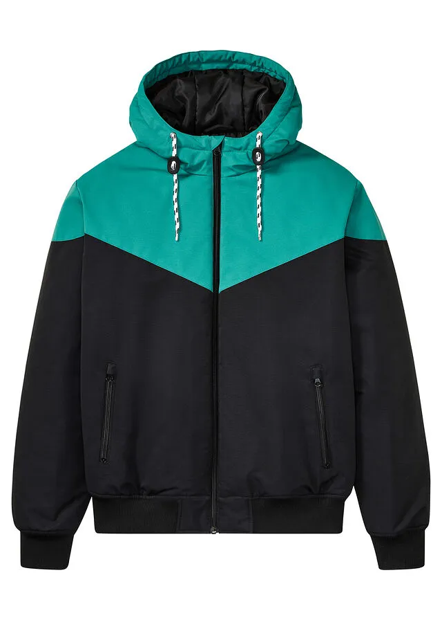 CHAQUETA DE INVIERNO CON CAPUCHA NEGROVERDE