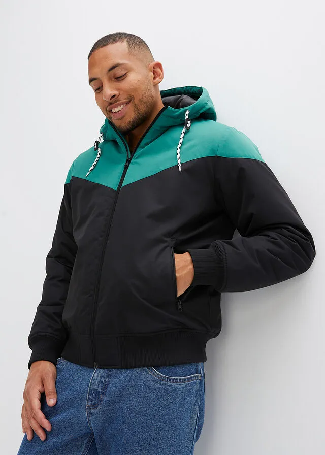 CHAQUETA DE INVIERNO CON CAPUCHA NEGROVERDE